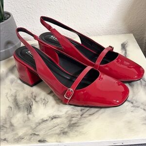 Kenneth Cole Glossy Red Slingback Heels